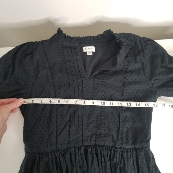 J. Crew Black Pintuck Midi Dress Clipdot Long Sleeve Ruffles Size XXS Pockets - Picture 13 of 16